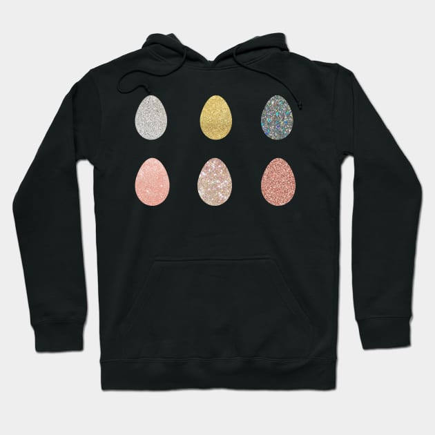 Gold Silver Faux Glitter Easter Eggs Hoodie by Felicity-K